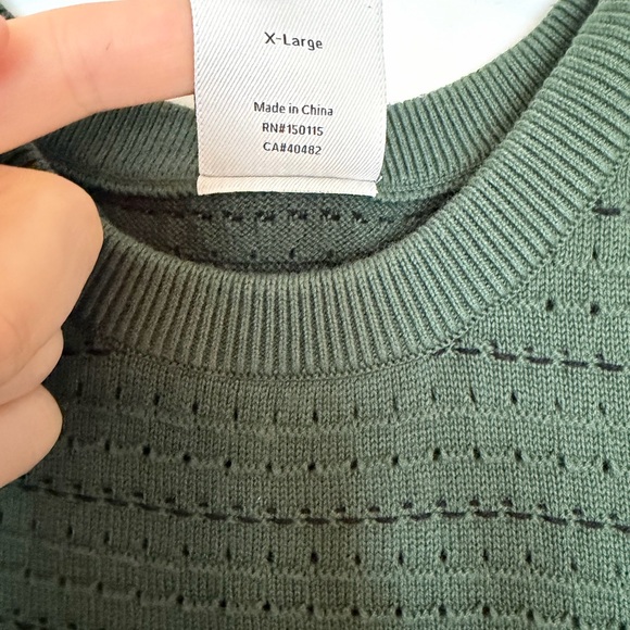 Varley Mindy Contrast Stitch Olive Green Knit Tank Dress - Picture 3 of 3